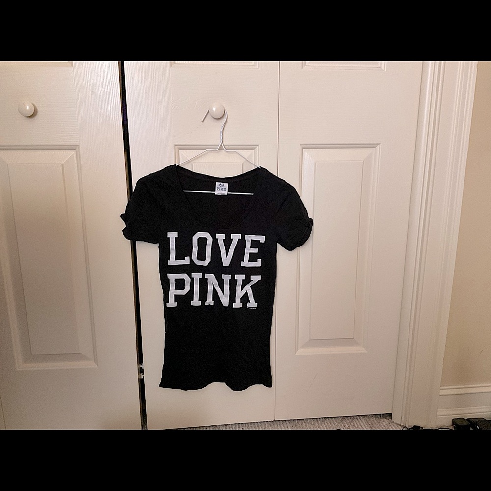 Victoria’s Secret Love Pink Black Graphic Shirt (Size SP)
